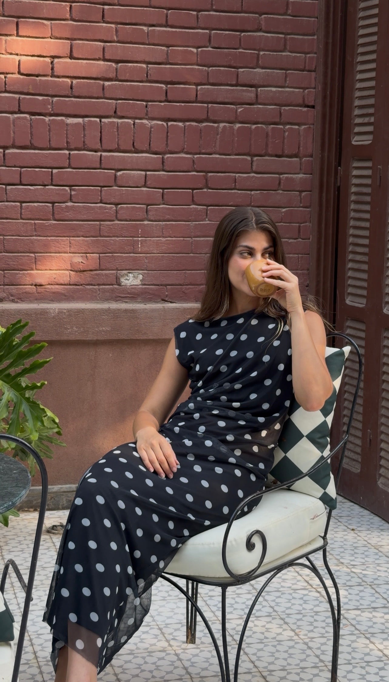 Polka dot dress in black