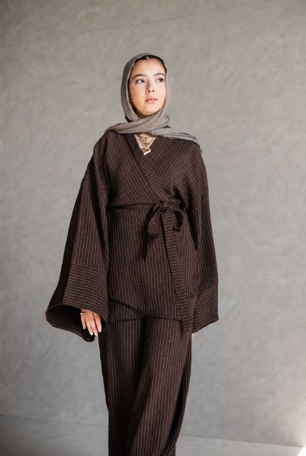 Brown striped set