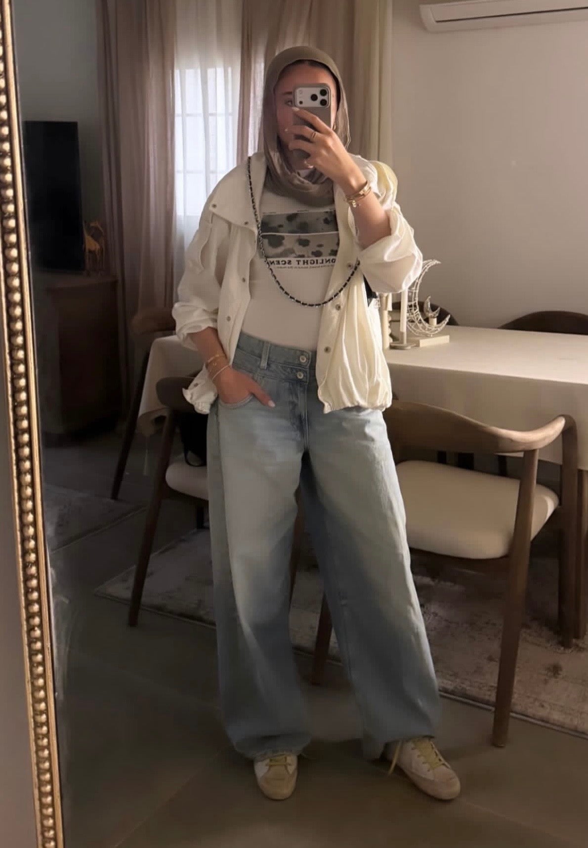 High neck jacket in white