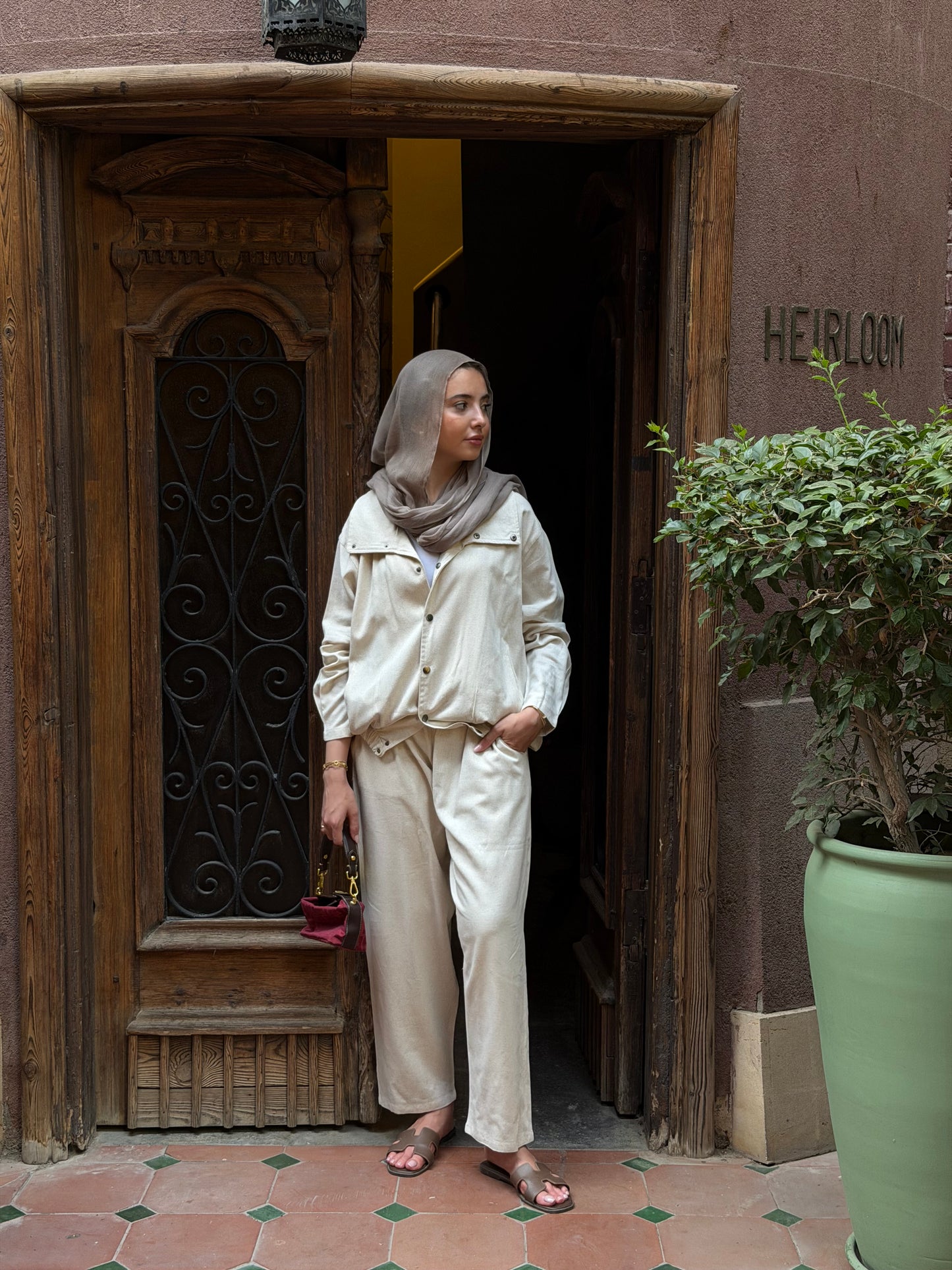 Beige linen pants