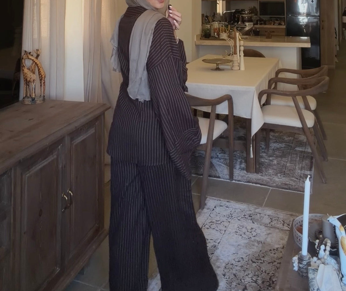 Brown striped set