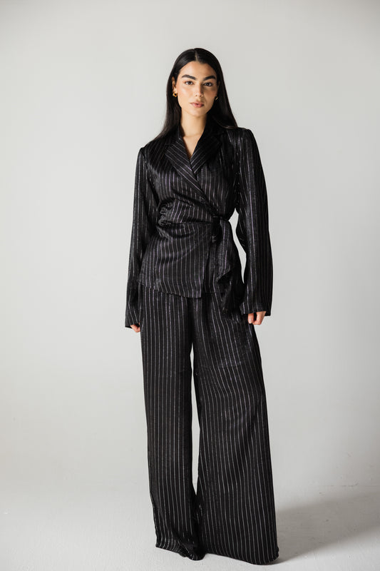 Glowing black striped blazer