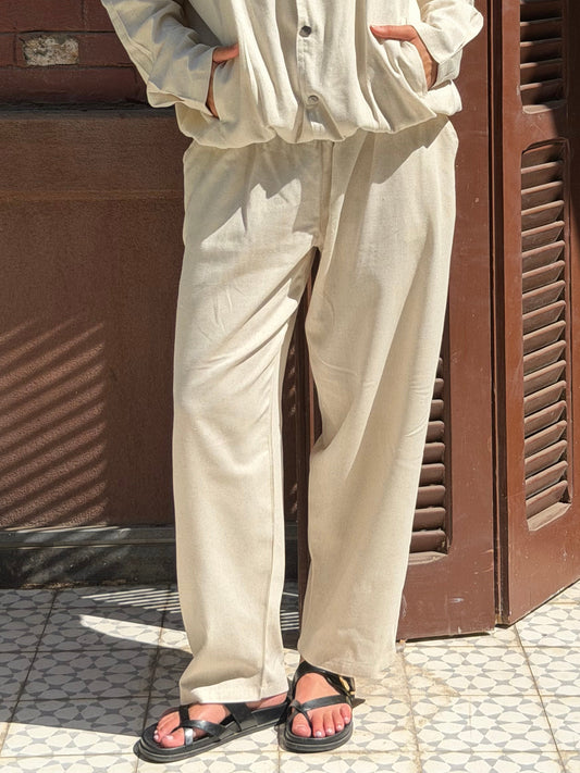 Beige linen pants