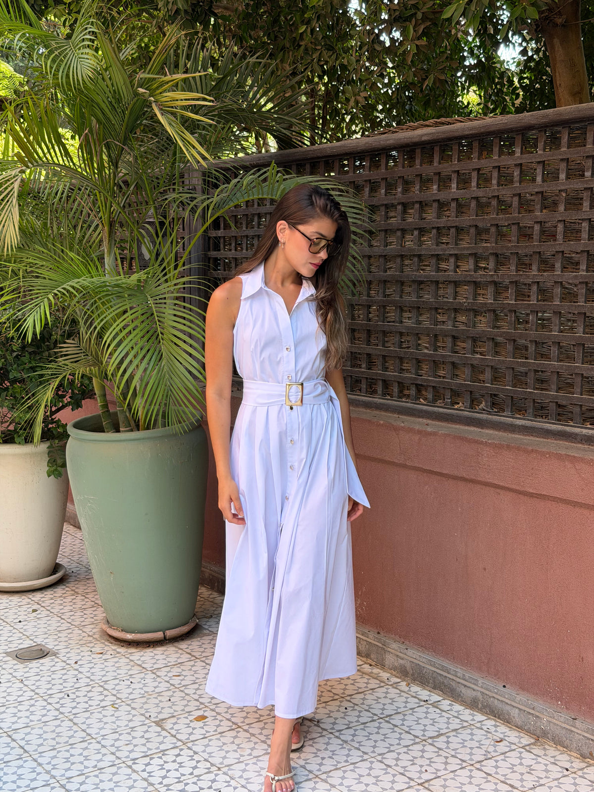 Beach White Shirt dress with belt