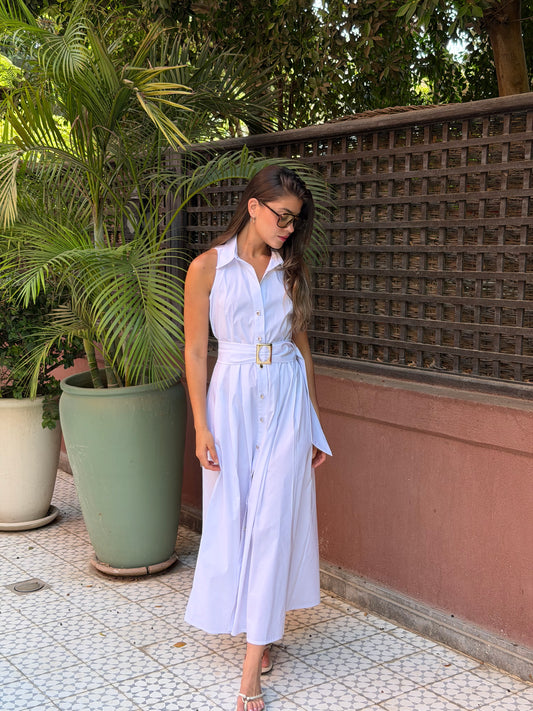 Beach White Shirt dress with belt