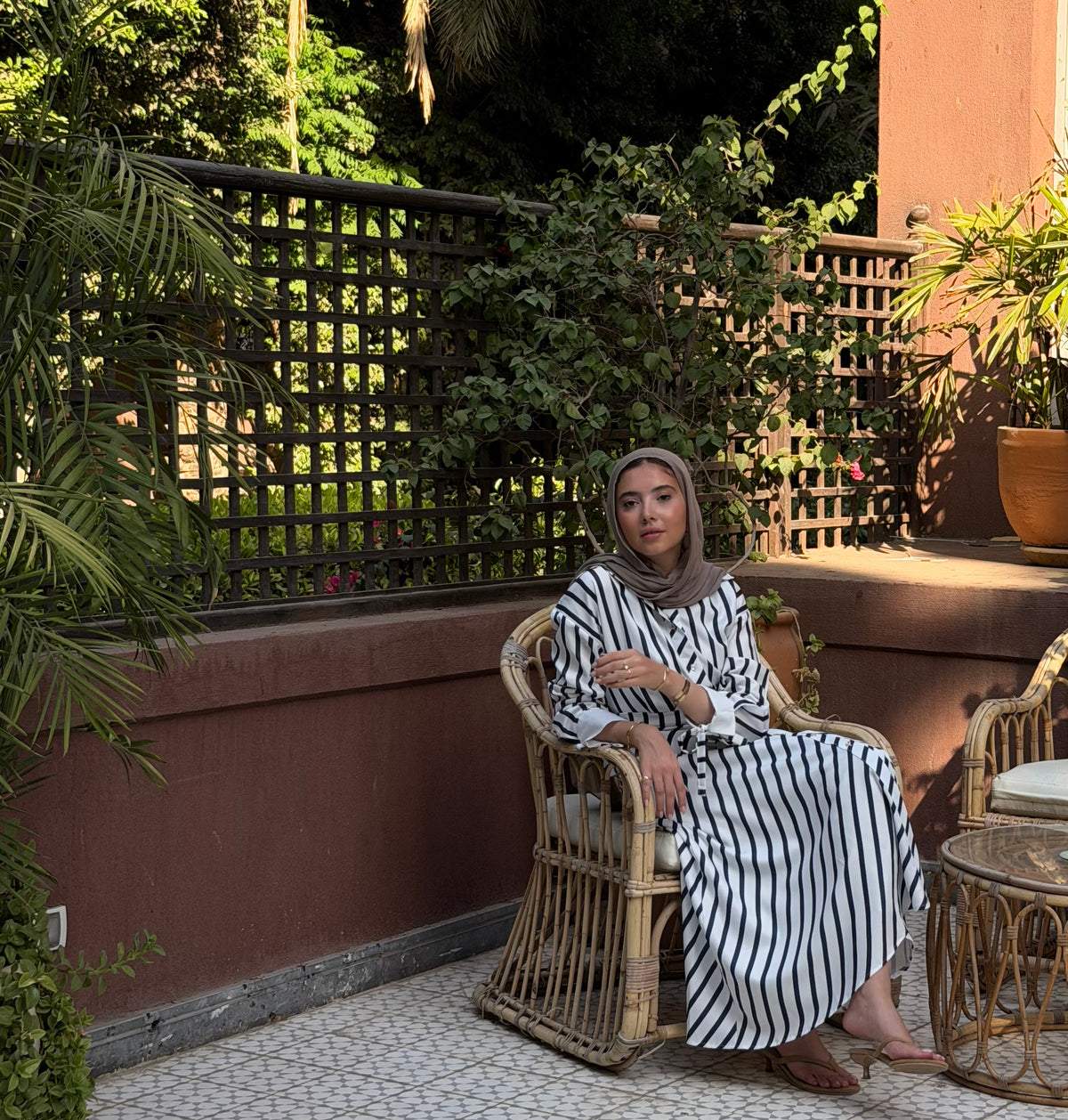 Striped shirt dress with belt longsleeves in navy