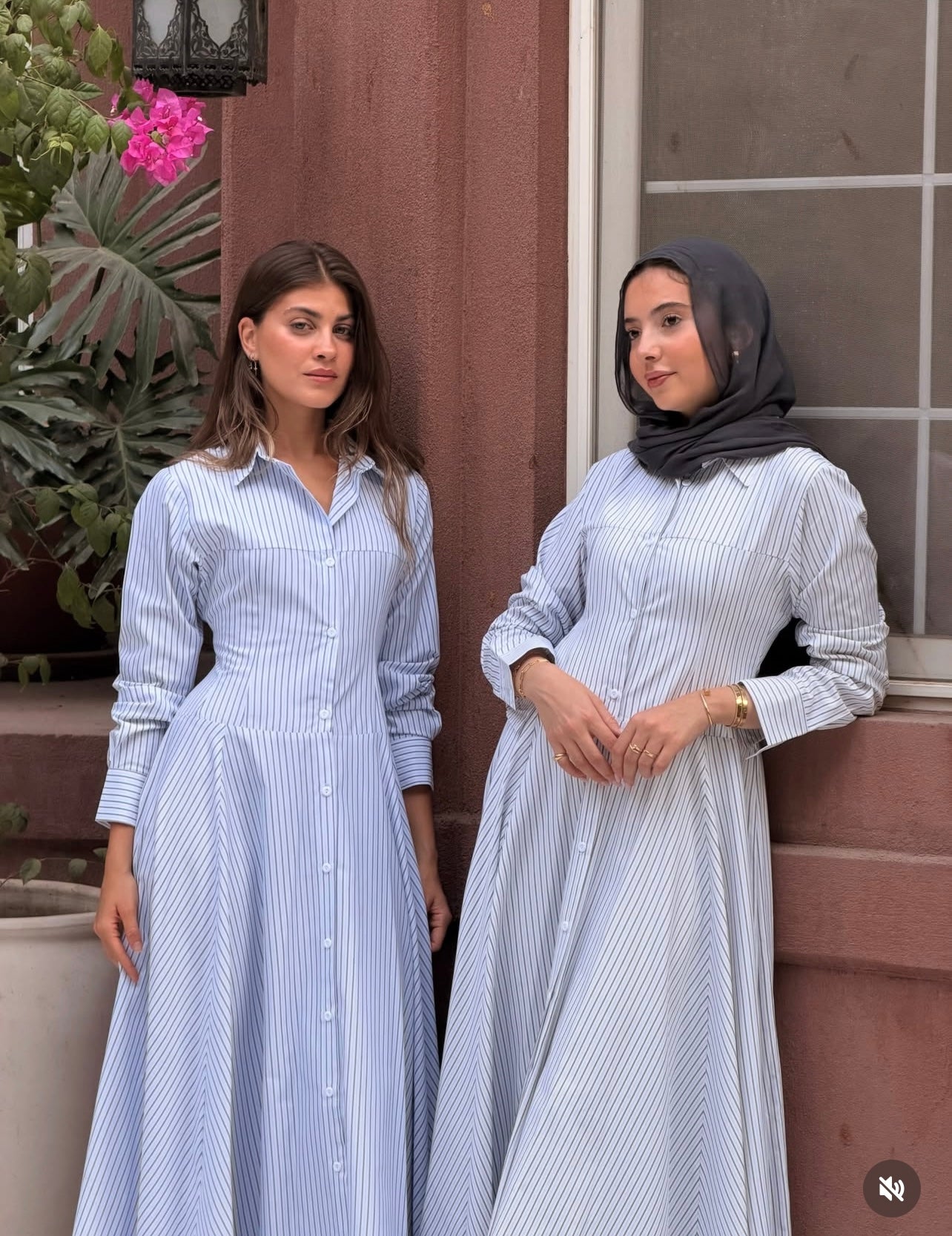 Striped Shirt Dress in sky blue