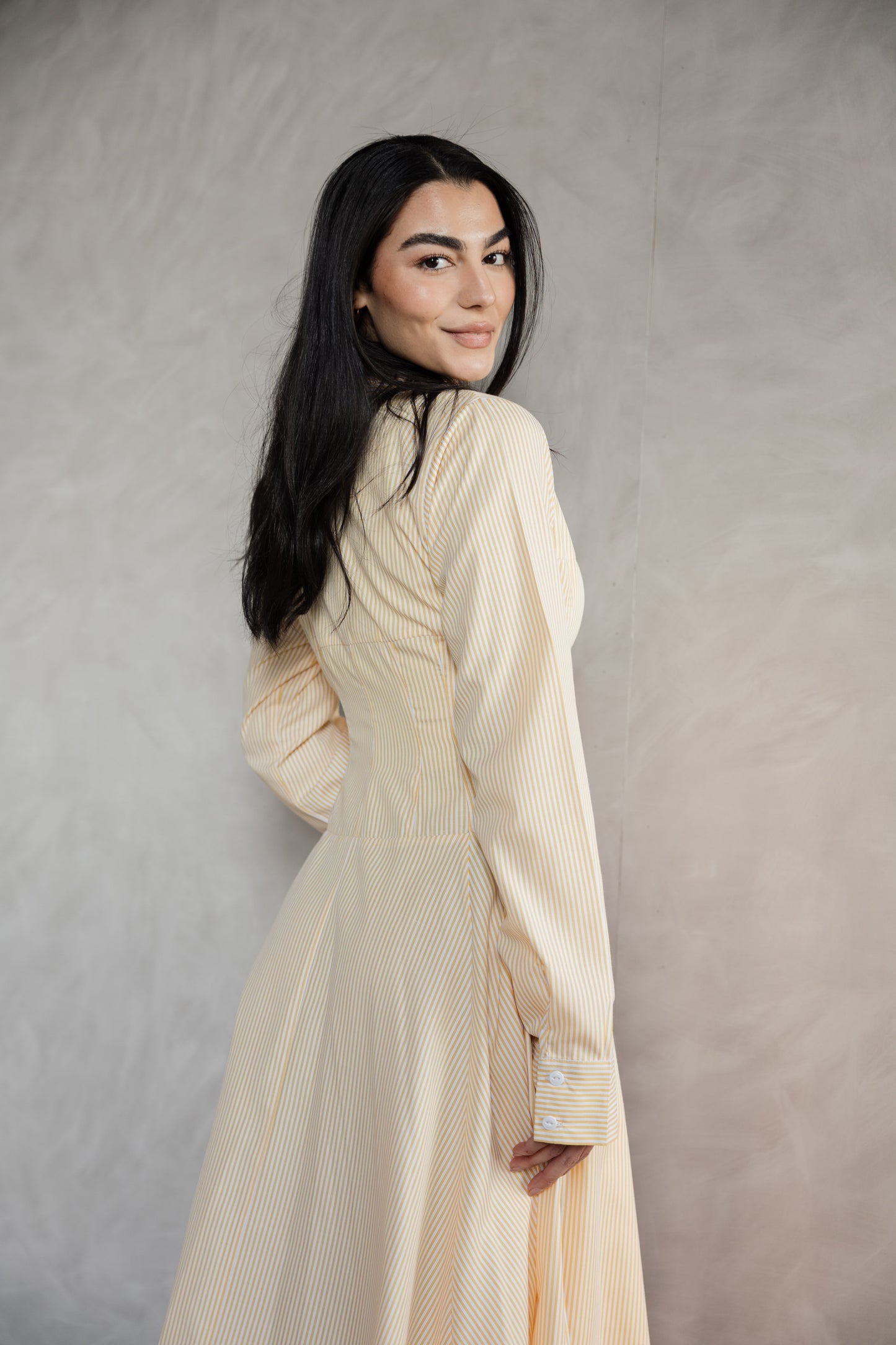Sky Blue Striped Shirt Dress
 from MYLIA