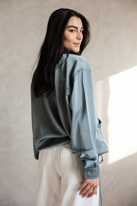 Satin Tie Blouse from MYLIA