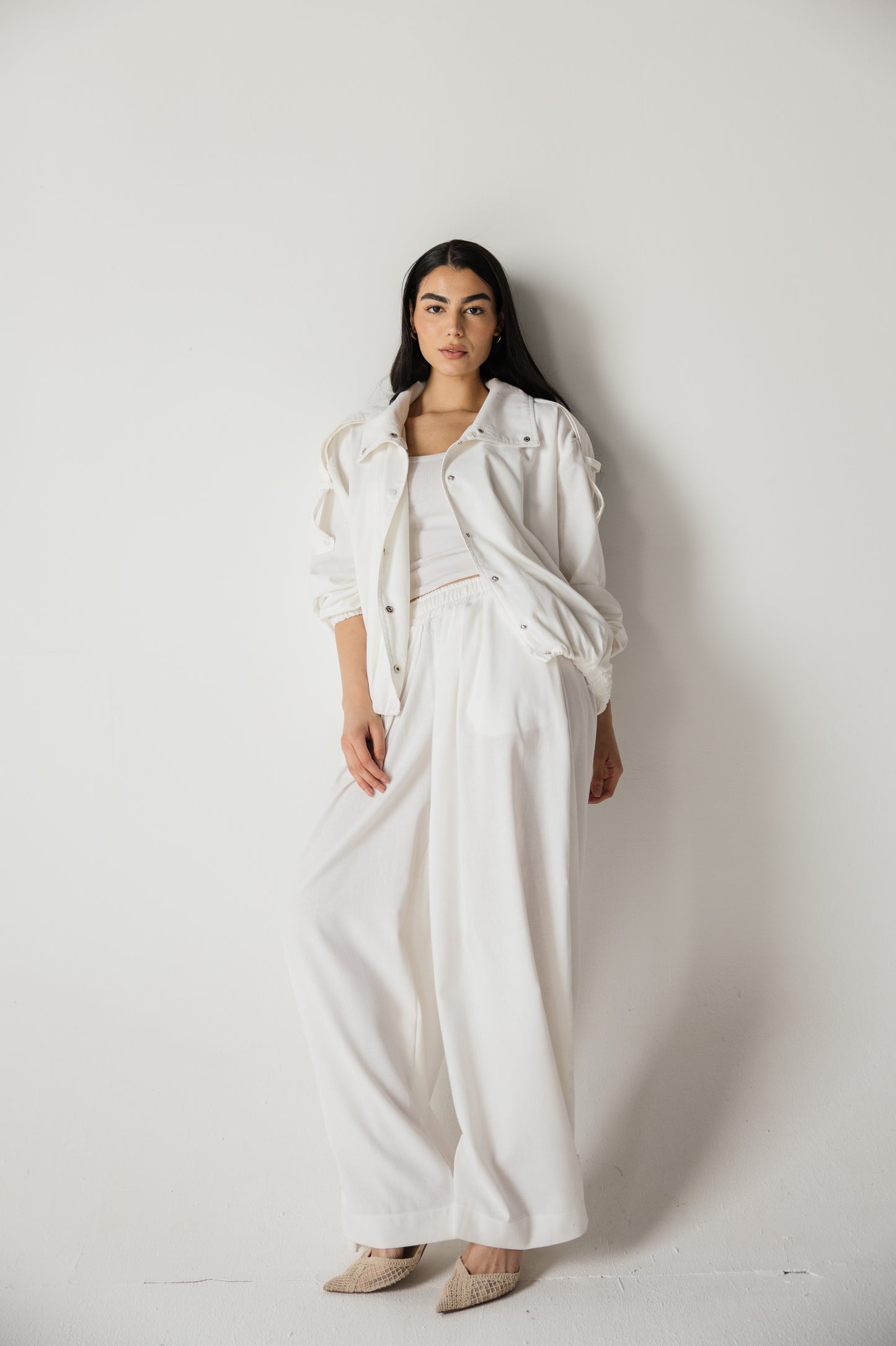 Wide leg offwhite pants
