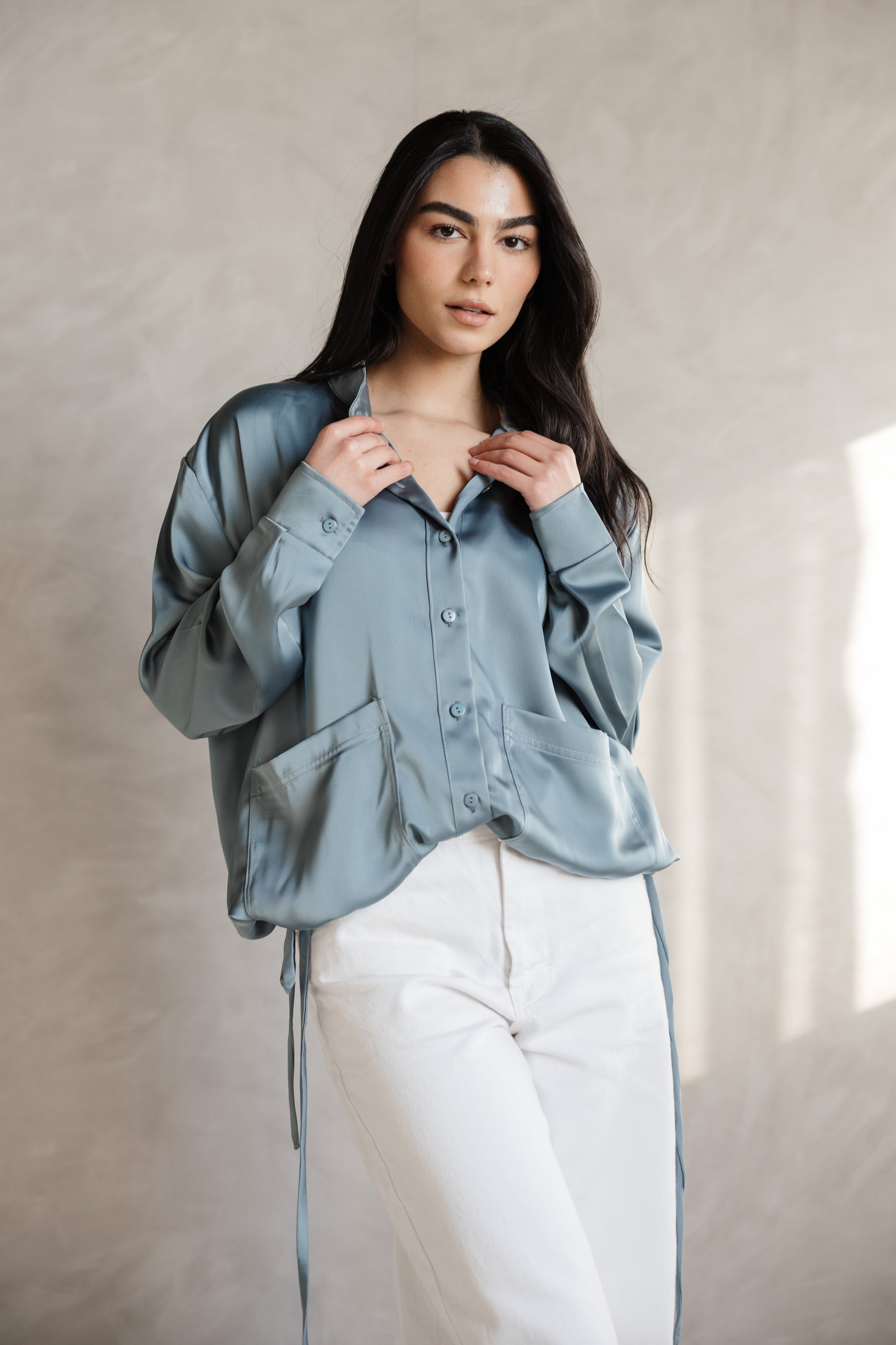 Satin Tie Blouse from MYLIA