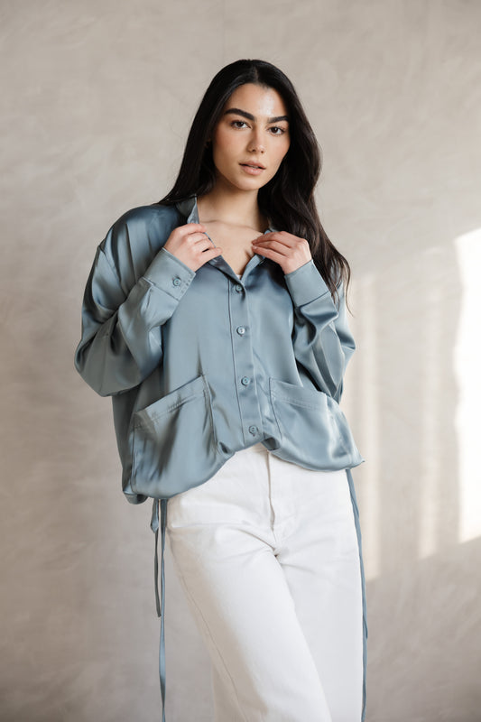 Satin Tie Blouse from MYLIA