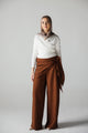 Camel Wideleg pants with scarf