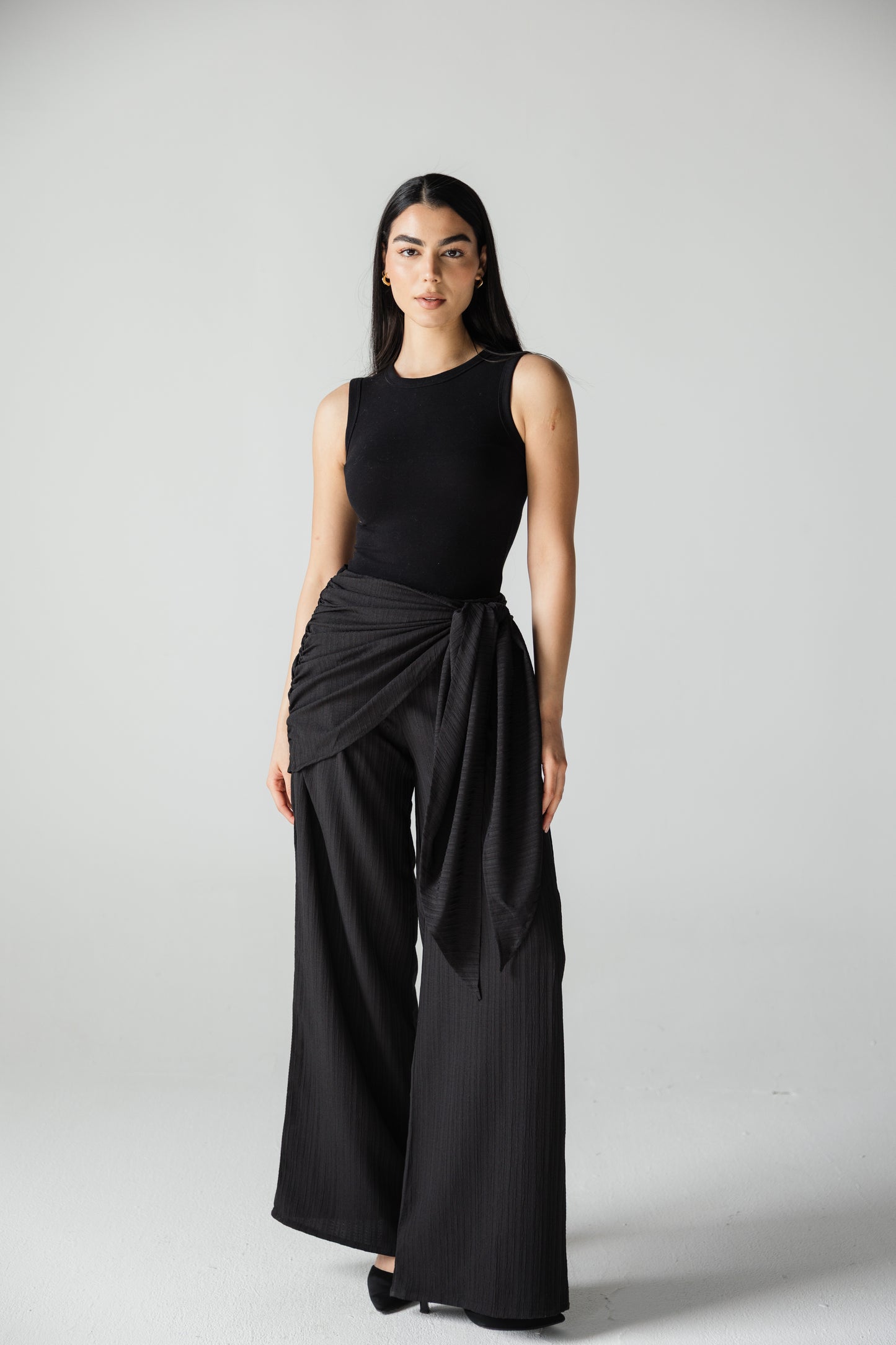 Wideleg pantlon with scarf