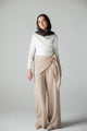 Wideleg pants with scarf beige