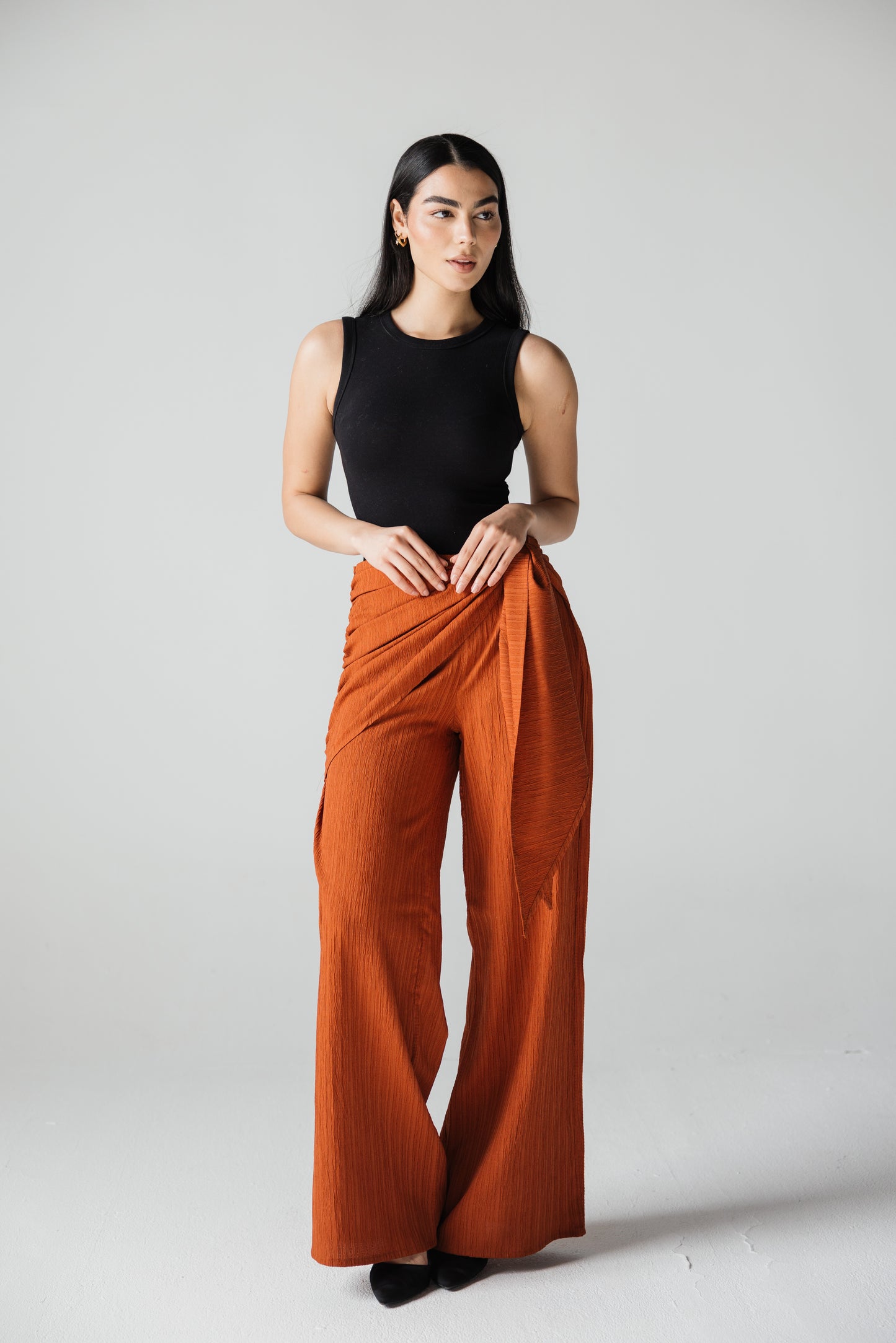 Wideleg pantlon with scarf