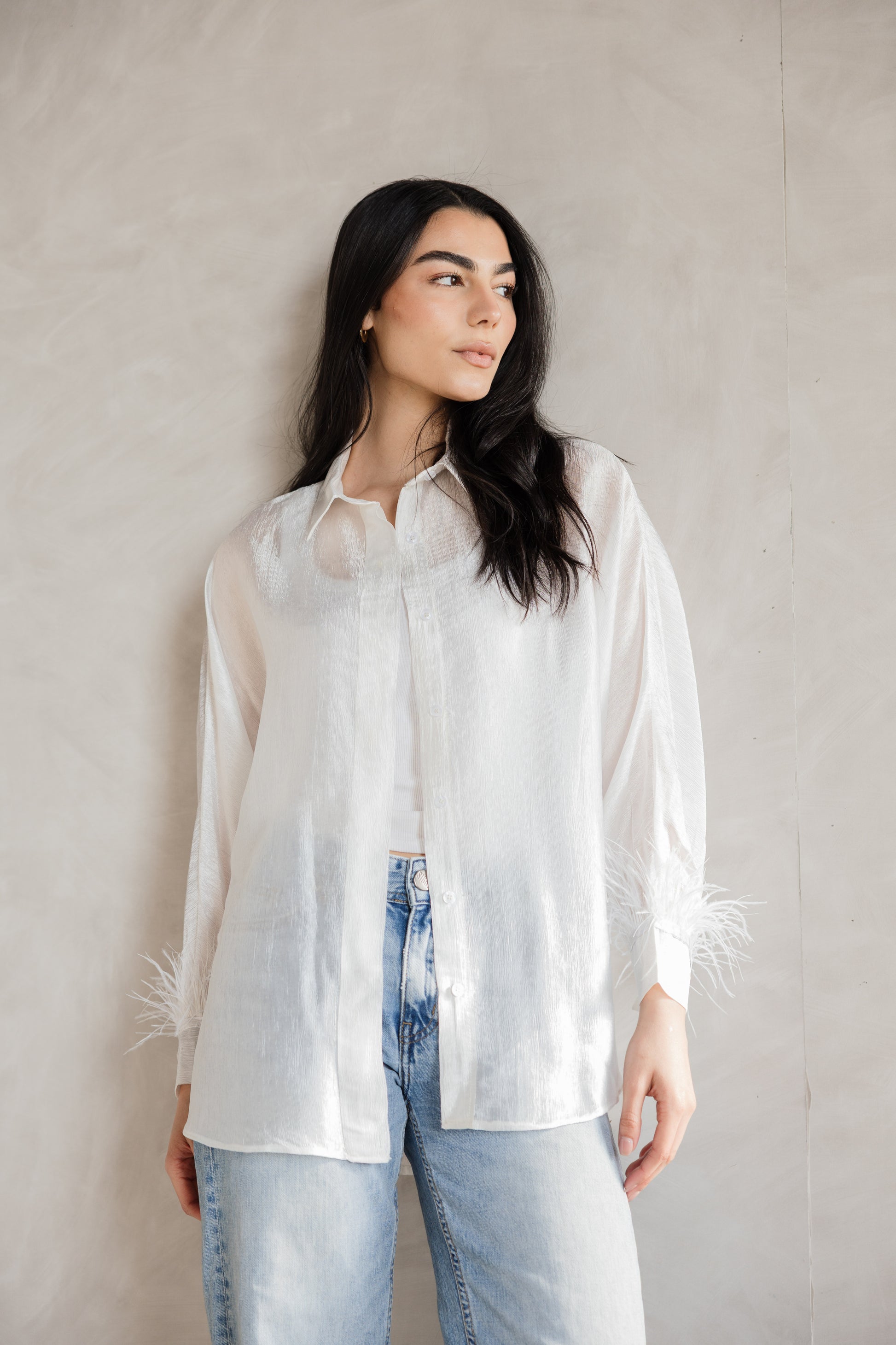 feather blouse from MYLIA